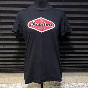 Y2K SESSIONS Women Black Logo Front SS Full Sail Brewing Beer T-Shirt SZ XL‎